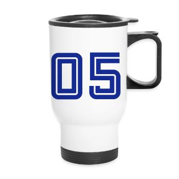 College Numbers, Nummern, Sports Numbers, 05 - Tasse isotherme avec poignée - blanc - Devant