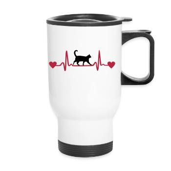 Cat & Heartbeat, Heart - Tasse isotherme avec poignée - blanc - Devant