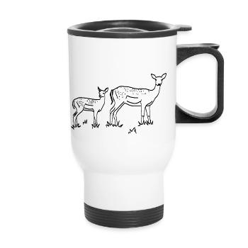 Cerf linéaire - Tasse isotherme avec poignée - blanc - Devant