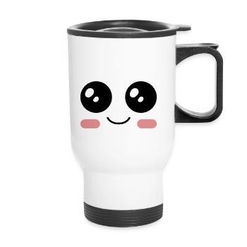 kawaii eyes, kawaii face, adorable - Thermal mug with handle - white - Front