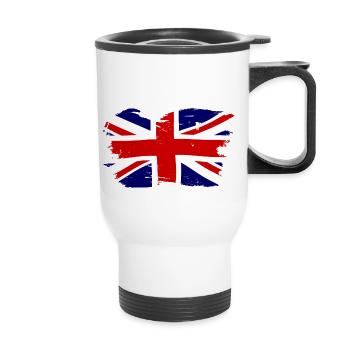Drapeau britannique de l’Union Jack avec grunge - Tasse isotherme avec poignée - blanc - Devant