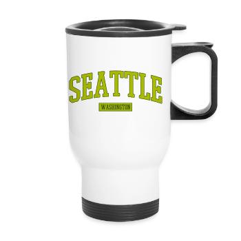 Seattle Washington Lettering - Thermal mug with handle - white - Front