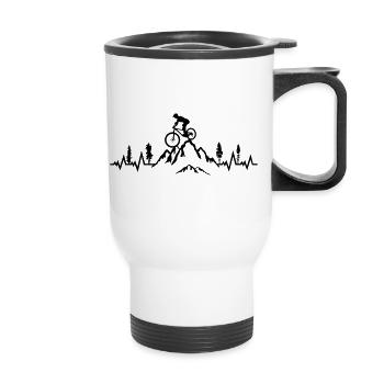 Battement de cœur ECG VTT, pouls vélo de montagne - Tasse isotherme avec poignée - blanc - Devant