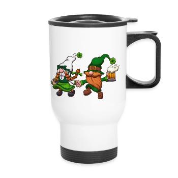 Hopping St Patrick's Day Gnomes - Thermal mug with handle - white - Front