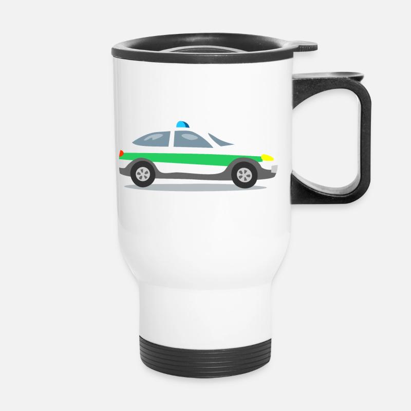 Polizeiauto mit Blaulicht - Thermobecher mit Tragegriff - Weiß