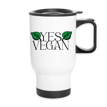 Yes Vegan Slogan - Thermobecher mit Tragegriff - Weiß - Vorne