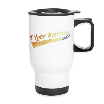 I like rowing - Thermal mug with handle - white - Front