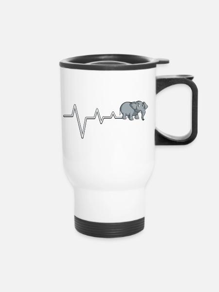 Elefant Pulse T-Shirt - Thermobecher mit Tragegriff - Weiß