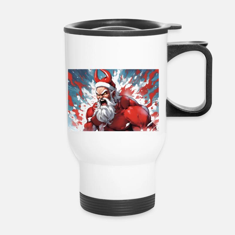 crazy Weihnachtsmann - Thermobecher mit Tragegriff - Weiß