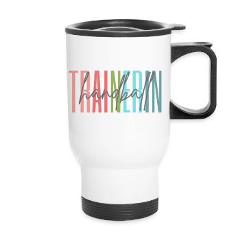 Trainerin Handball Handballtrainerin Geschenk - Thermobecher mit Tragegriff - Weiß - Vorne