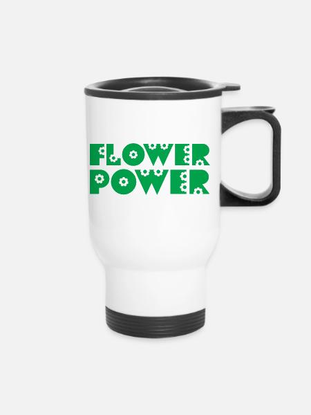 FLOWER POWER - Thermobecher mit Tragegriff - Weiß