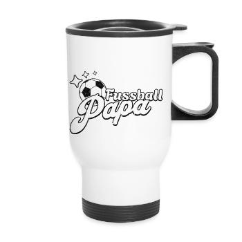 Cooles Fussball Papa Design für echt Fußball Fans - Thermobecher mit Tragegriff - Weiß - Vorne