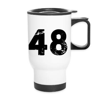 48 - Thermobecher mit Tragegriff - Weiß - Vorne
