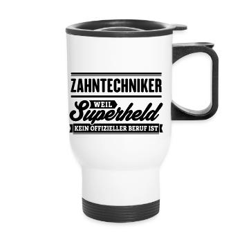 Superheld Zahntechniker - Thermobecher mit Tragegriff - Weiß - Vorne