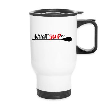 What´SUP Stand Up Paddle Enthusiast? - Thermobecher mit Tragegriff - Weiß - Vorne