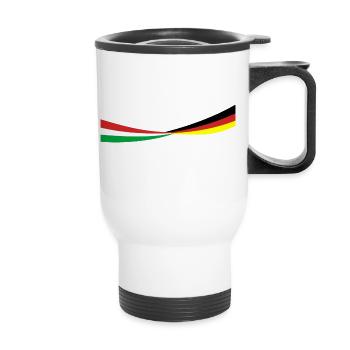 Italien - Deutschland - Schmal - Banner Sport Flag - Thermobecher mit Tragegriff - Weiß - Vorne