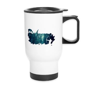 bowhunter splash winter forest - Thermal mug with handle - white - Front