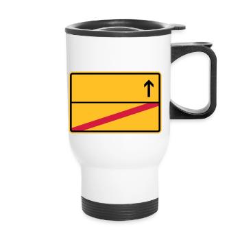 Stadtschild, Ausfahrt - Thermobecher mit Tragegriff - Weiß - Vorne
