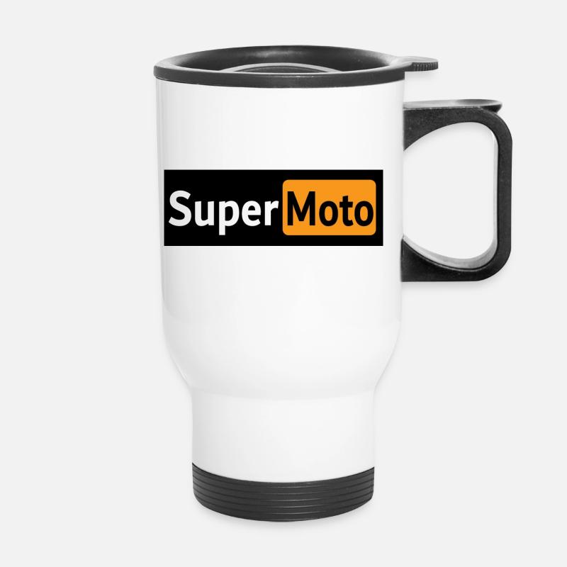 Super Moto Logo - Thermobecher mit Tragegriff - Weiß