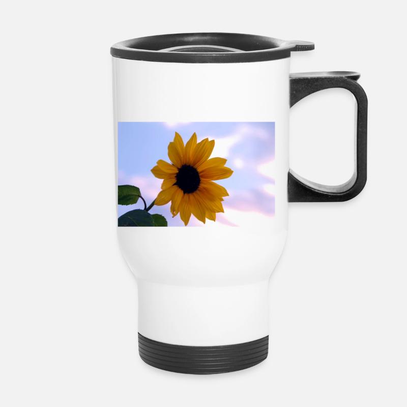 Sonnenblume - Thermobecher mit Tragegriff - Weiß