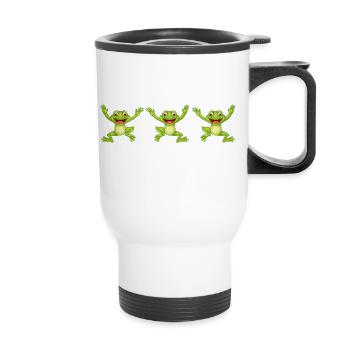 Frosch, ich liebe Frösche, Frosch Hoodies, Frosch T Shirts, f - Thermobecher mit Tragegriff - Weiß - Vorne