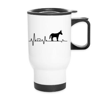 Heartbeat Donkey Muli Mule Farm Animal Farmer - Thermal mug with handle - white - Front