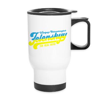Zelenskyy | Le vrai héros ukrainien - Tasse isotherme avec poignée - blanc - Devant