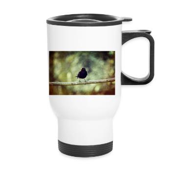 Le merle noir - Tasse isotherme avec poignée - blanc - Devant
