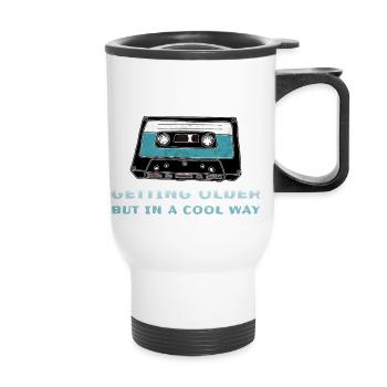 Retro Cassette - Thermal mug with handle - white - Front