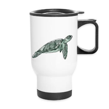 Tortue / Reptile / Mer / Océan / Animal / Lac - Tasse isotherme avec poignée - blanc - Devant