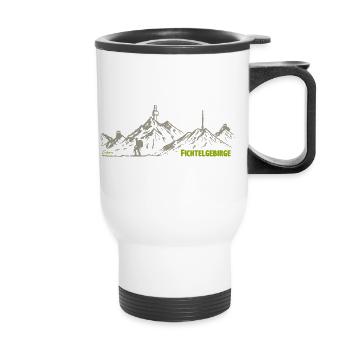 Dessin Fichtelgebirge avec randonneur - Tasse isotherme avec poignée - blanc - Devant