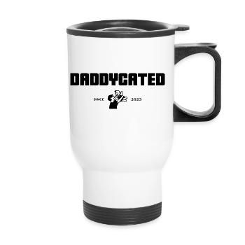 Daddycated since 2023 - Thermal mug with handle - white - Front