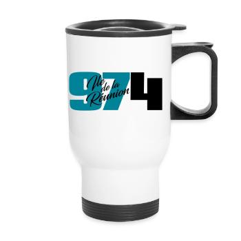 974 Ile de la Réunion C24 Turquoise S - Tasse isotherme avec poignée - blanc - Devant