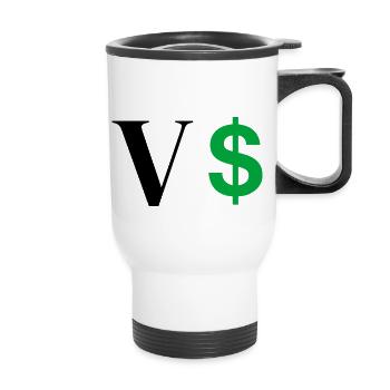 Buchstabe v Dollar - Thermobecher mit Tragegriff - Weiß - Vorne