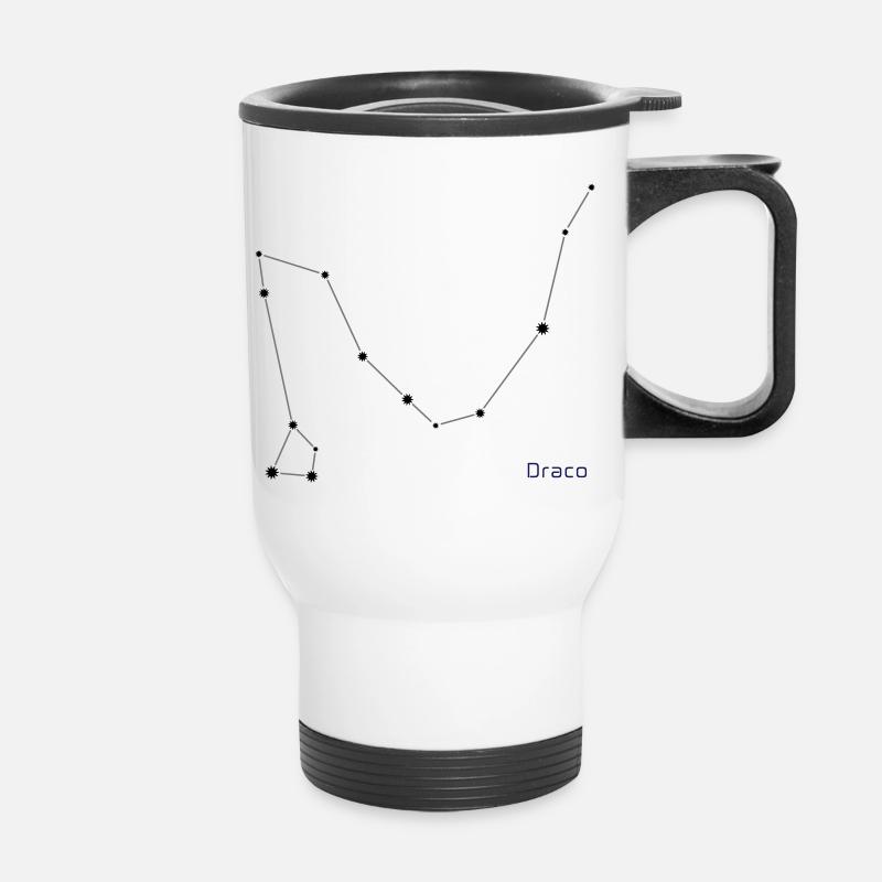 Das Sternbild "Drache" mit der Aufschrift "Draco" - Thermobecher mit Tragegriff - Weiß
