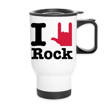 i love rock - ich liebe rock - Thermobecher mit Tragegriff - Weiß - Vorne
