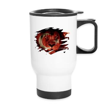 Drapeau Turquie et photo de lion d'Afrique - Tasse isotherme avec poignée - blanc - Devant