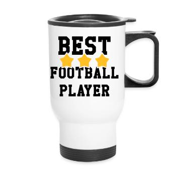 Football / Fußball / Soccer / Fútbol / Calcio - Thermobecher mit Tragegriff - Weiß - Vorne
