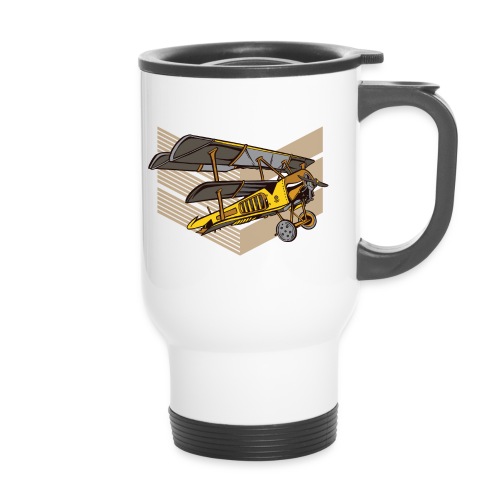 Steampunk biplane - Thermal mug with handle