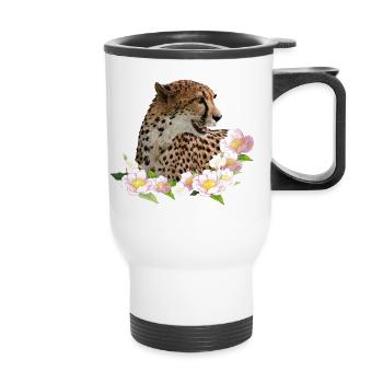 cheetah - Thermal mug with handle - white - Front