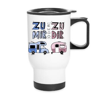 Zu mir oder zu dir - Thermobecher mit Tragegriff - Weiß - Vorne