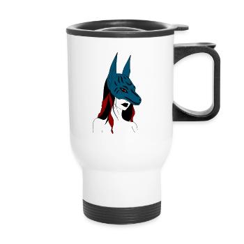 Anime Girl avec masque Anubis - Tasse isotherme avec poignée - blanc - Devant