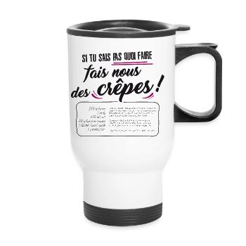 Recette des crêpes ! humour cuisine - Tasse isotherme avec poignée - blanc - Devant