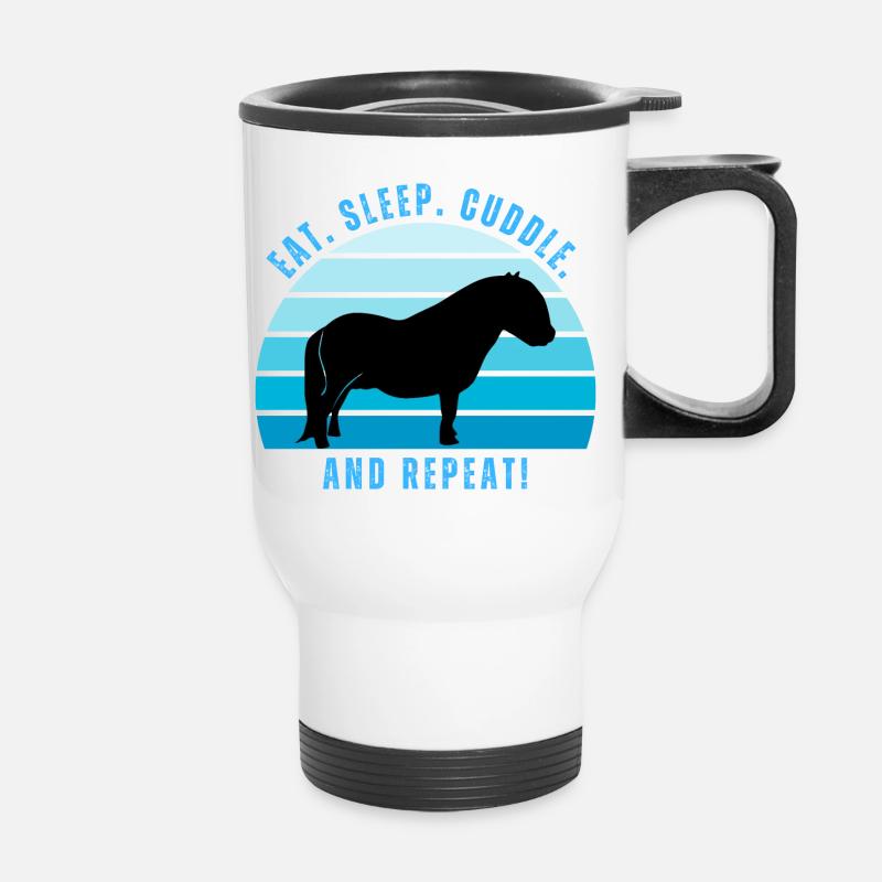 Shetland Pony Happiness - Retro Style Sunset - Thermal mug with handle - white