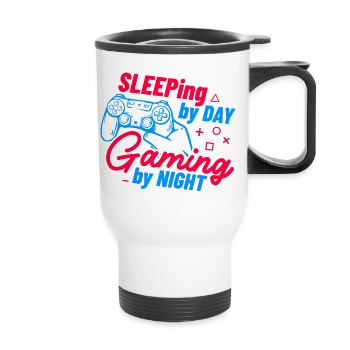 Dormir le jour Jouer la nuit - Tasse isotherme avec poignée - blanc - Devant