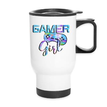 gamer girl Controller manette - Tasse isotherme avec poignée - blanc - Devant