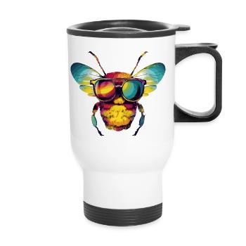 Zoé l'abeille à lunettes - Tasse isotherme avec poignée - blanc - Devant