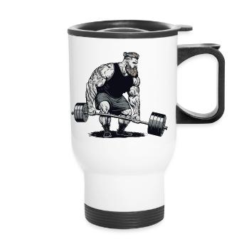 Wikinger Fitness Motiv Nordmann Krieger Wikinger - Thermobecher mit Tragegriff - Weiß - Vorne