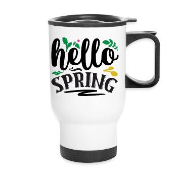 Bonjour le printemps - Tasse isotherme avec poignée - blanc - Devant