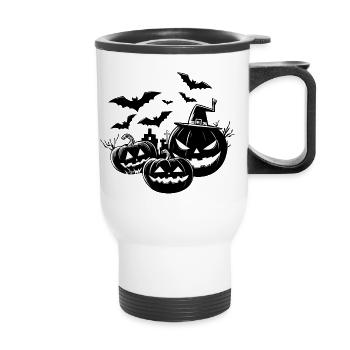 Halloween in black and white - Thermal mug with handle - white - Front
